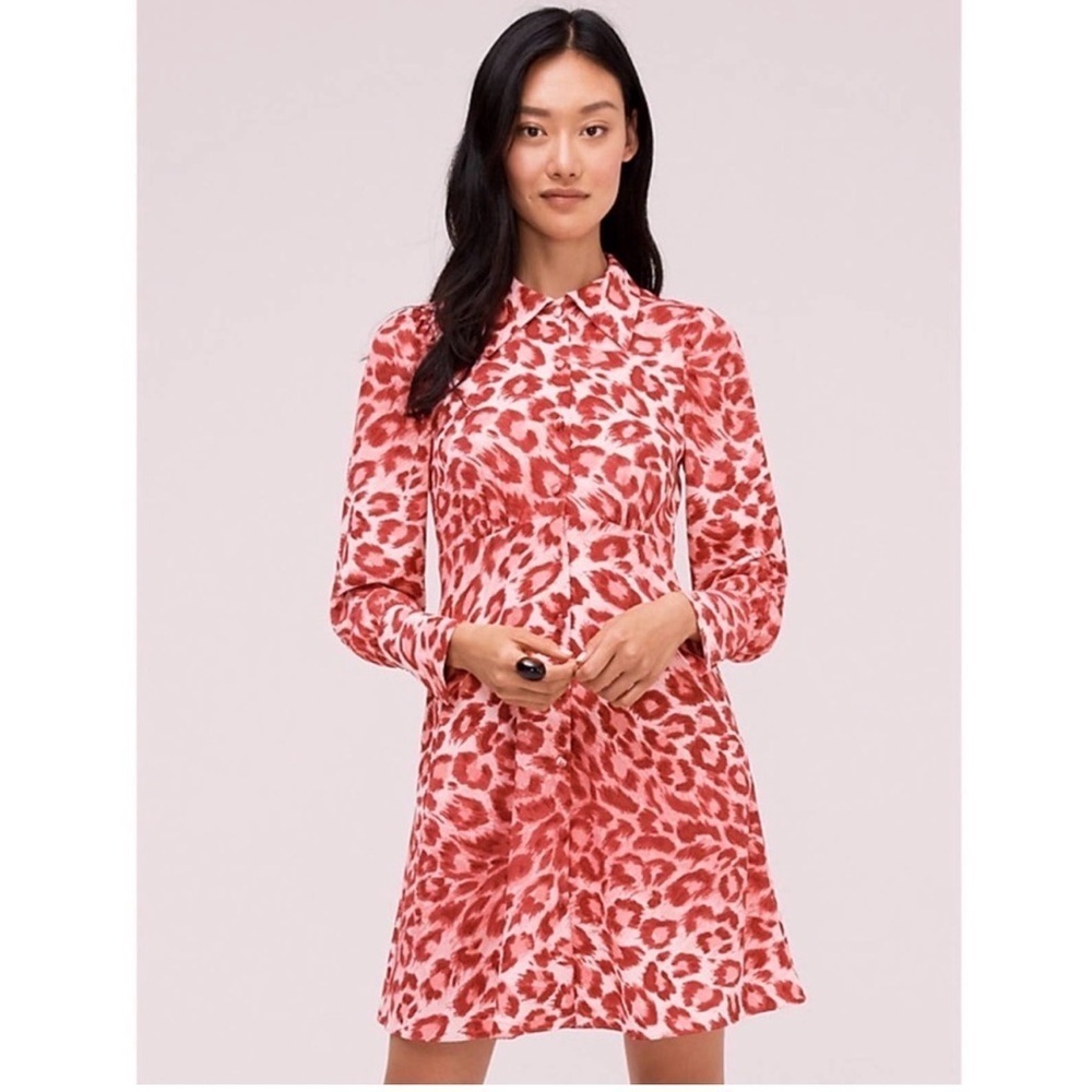 KATE SPADE Pink Leopard Cheetah Print Panthera Dress Size 2 VGUC